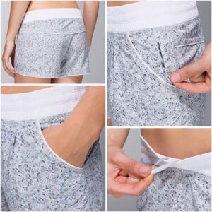 lululemon athletica Women's Black and Gray Patterned Shorts